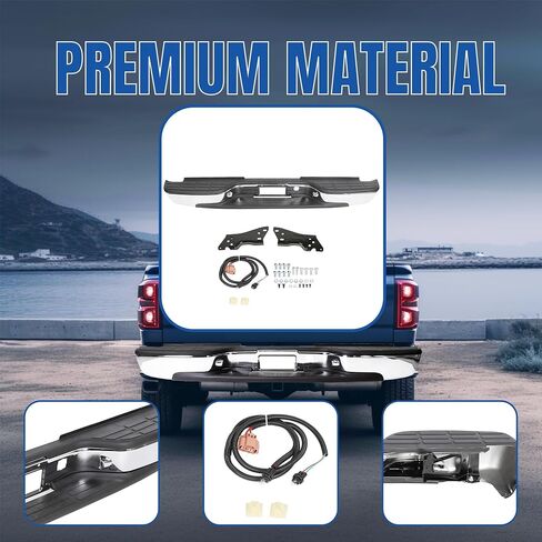 KUAFU Chrome Rear Step Bumper Compatible with 1999-2006 Chevy Chevrolet Silverado GMC Sierra 1500 2500 Steel with License Plate Light Replacement for GM1103122 12496085 in Saudi Arabia