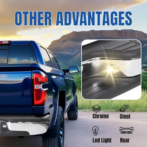 KUAFU Chrome Rear Step Bumper Compatible with 1999-2006 Chevy Chevrolet Silverado GMC Sierra 1500 2500 Steel with License Plate Light Replacement for GM1103122 12496085 in Saudi Arabia