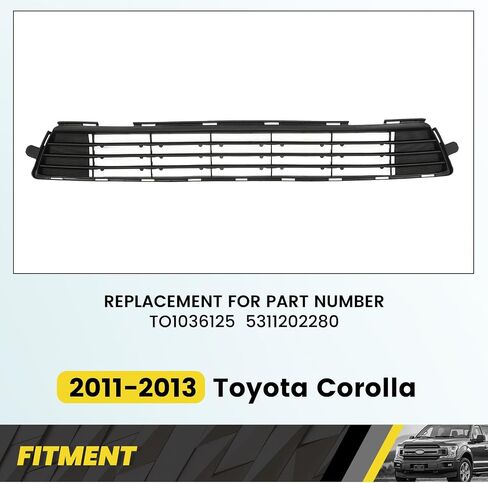Kuafu Front Lower Grill متوافق مع 2011 2012 2013 Toyota Corolla to1036125 5311202280 Pumper Hood Grille Black in Kuwait
