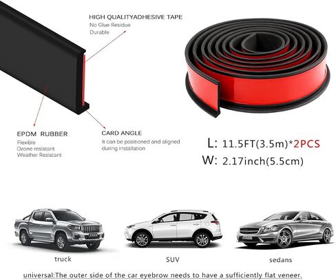 XmuxHai 2.17In(5.5CM)*11.5FT*2PCS Car Wheel Eyebrow Arch Trim Lips Strip Fender Flare Protector Universal Rubber Wheel Eyebrow Protector for Car and Truck Fender Flare Edge Trim (5.5CM) in Kuwait