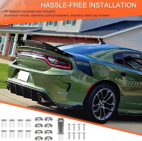 Bonbo Venom V2 Rear Wickerbill Spoiler for Dodge Charger 2015-2024 SRT ScatPack Hellcat, Add-on Type 2-Piece Rear Wicker Bill Spoiler with RivNut Tool (Gloss Black) in Saudi Arabia