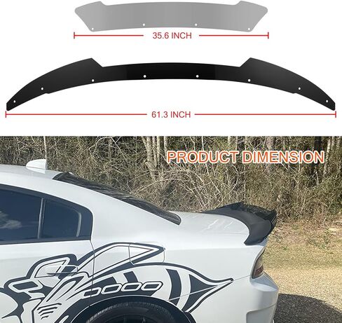 Bonbo Venom V2 Rear Wickerbill Spoiler for Dodge Charger 2015-2024 SRT ScatPack Hellcat, Add-on Type 2-Piece Rear Wicker Bill Spoiler with RivNut Tool (Gloss Black) in Saudi Arabia