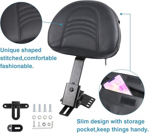 Adjustable Plug-in Driver Rider Backrest Sissy Bar With Backrest Pad Custom Compatible With For 1997-2024 Touring Models Street Glide Road Glide Electra Glide Road King (Black) in Kuwait