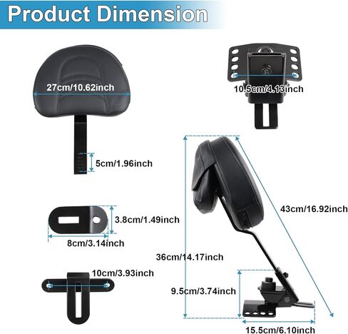 Adjustable Plug-in Driver Rider Backrest Sissy Bar With Backrest Pad Custom Compatible With For 1997-2024 Touring Models Street Glide Road Glide Electra Glide Road King (Black) in Kuwait