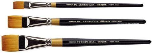 KINGART Original Gold 9550-1 1/2 Flat Wash Series Premium Golden Taklon Multimedia Artist Brushes for Acrylic, Watercolor & Oil in Saudi Arabia