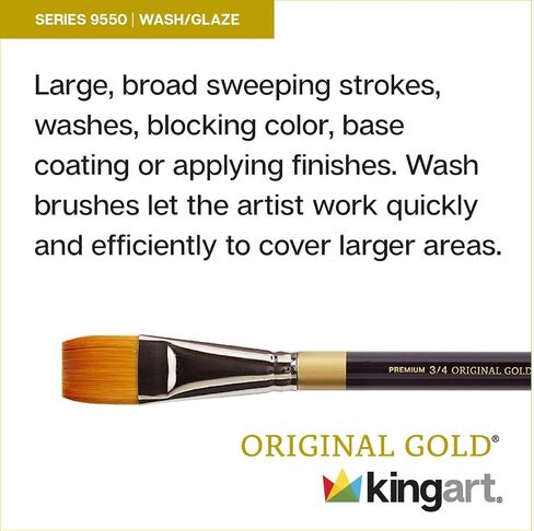KINGART Original Gold 9550-1 1/2 Flat Wash Series Premium Golden Taklon Multimedia Artist Brushes for Acrylic, Watercolor & Oil in Saudi Arabia