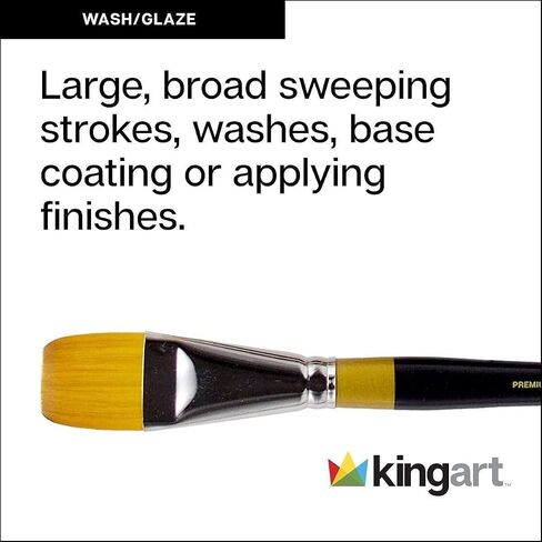 KINGART Original Gold 9550-1 1/2 Flat Wash Series Premium Golden Taklon Multimedia Artist Brushes for Acrylic, Watercolor & Oil in Saudi Arabia