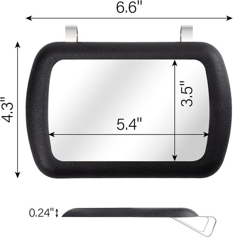 مرآة قوس السيارات ، مقطع عالمي على سيارات Sun Visor Vanity Mirror لسيارات الدفع الرباعي والمركبات المختلفة ، وملحقات السيارات الداخلية للنساء ، والأسود in Kuwait