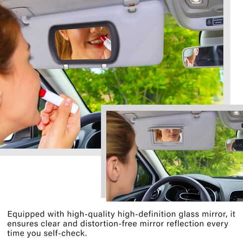 مرآة قوس السيارات ، مقطع عالمي على سيارات Sun Visor Vanity Mirror لسيارات الدفع الرباعي والمركبات المختلفة ، وملحقات السيارات الداخلية للنساء ، والأسود in Kuwait
