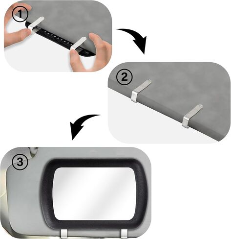 مرآة قوس السيارات ، مقطع عالمي على سيارات Sun Visor Vanity Mirror لسيارات الدفع الرباعي والمركبات المختلفة ، وملحقات السيارات الداخلية للنساء ، والأسود in Kuwait