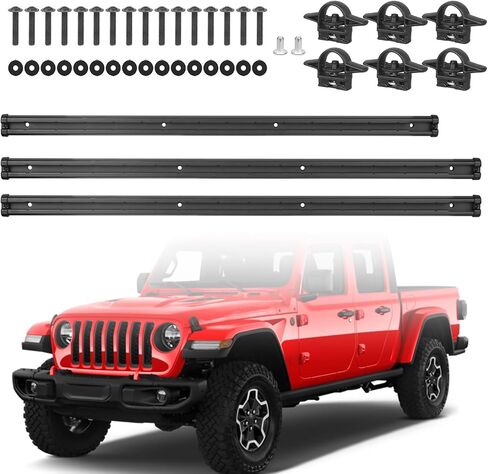 نظام السكك الحديدية درب مع ربط السرير المتوافق مع 2020-2024 Jeep Gladiator JT ، استبدل OE 82215956 ، نظام سكة حديد سرير شحن ، أسود in Saudi Arabia