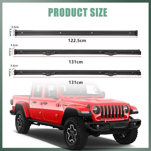 نظام السكك الحديدية درب مع ربط السرير المتوافق مع 2020-2024 Jeep Gladiator JT ، استبدل OE 82215956 ، نظام سكة حديد سرير شحن ، أسود in Saudi Arabia