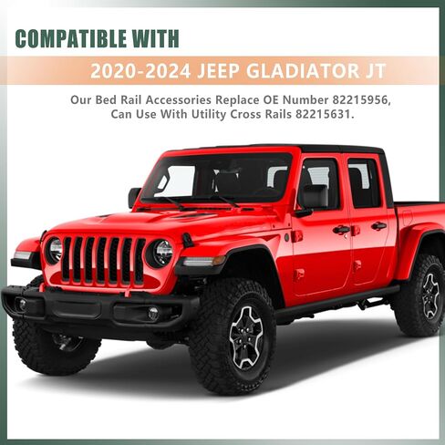 نظام السكك الحديدية درب مع ربط السرير المتوافق مع 2020-2024 Jeep Gladiator JT ، استبدل OE 82215956 ، نظام سكة حديد سرير شحن ، أسود in Saudi Arabia