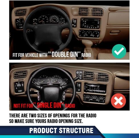 PIT66 Dash Board Bezel Replace Compatible with BLAZER JIMMY SONOMA S10 BRAVADA 1998-2004 Dark Gray（Only Fit for vehicle with Single Din Radio） in Kuwait