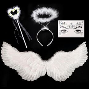 31.5 Inch Adult Angel Wings Halo and Fairy Wand for Adult Women Children Girls Halloween Christmas Party Decoration Costumes in Saudi Arabia