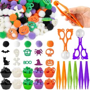Fall Fine Motor Toys - 294P Fall Thanksgiving Counting Sorting Sensory Bin Filler Set for Kids Autumn Counting Toy with Felt Maple Leaf Pom Poms Cup Clip for Preschool Education Activities in Kuwait