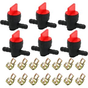 6Pcs 1/4" Inline Fuel Cut Off Valve 180°Gas Valve Fuel Shut off Valve with Clamps Compatible with Briggs Stratton Gas Fuel shutoff valves Lawn Tractors 494768 698183 (180°Fuel Shut Off Valve) in Kuwait