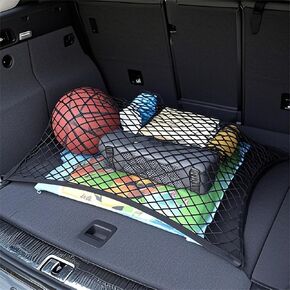 Trunk Cargo Elastic Net, Car Organizer 28"x24" Stretch to 56"x48", with 3pcs Universal Mesh Storage Pouch Bag, Heavy Duty with 6-Steel Hooks+4 ABS Hook in Saudi Arabia