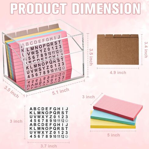 3 x 5 Inch Acrylic Index Card Holder Clear Flash Card Holder Recipe Card Box 150 Pcs Ruled Lined Index Cards 30 Pcs Kraft Dividers A to Z Stickers For Holds 400 A-Z Tabs Note Cards Business Cards in Saudi Arabia
