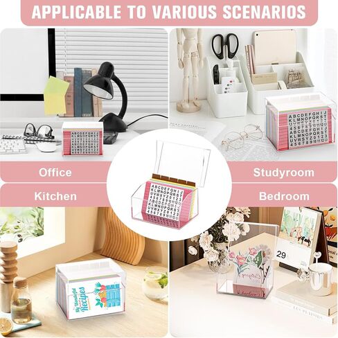 3 x 5 Inch Acrylic Index Card Holder Clear Flash Card Holder Recipe Card Box 150 Pcs Ruled Lined Index Cards 30 Pcs Kraft Dividers A to Z Stickers For Holds 400 A-Z Tabs Note Cards Business Cards in Saudi Arabia