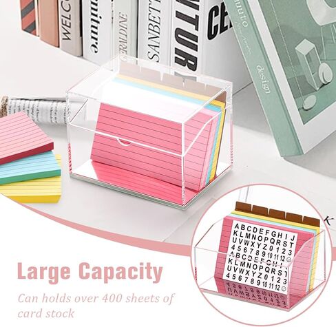 3 x 5 Inch Acrylic Index Card Holder Clear Flash Card Holder Recipe Card Box 150 Pcs Ruled Lined Index Cards 30 Pcs Kraft Dividers A to Z Stickers For Holds 400 A-Z Tabs Note Cards Business Cards in Saudi Arabia