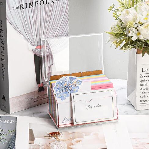 3 x 5 Inch Acrylic Index Card Holder Clear Flash Card Holder Recipe Card Box 150 Pcs Ruled Lined Index Cards 30 Pcs Kraft Dividers A to Z Stickers For Holds 400 A-Z Tabs Note Cards Business Cards in Saudi Arabia