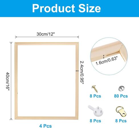PATIKIL 12x16 inch Canvas Stretcher Bars, 4 Set DIY Removable Wooden Canvas Frames Kit for Oil Paintings Poster Picture Photo, Arts Accessory, Paint by Numbers in Saudi Arabia