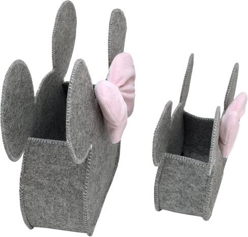 Disney Minnie Mouse Shaped Grey and Pink 2 Piece Felt Nursery Storage Caddy - 1 Large, 1 Small in Saudi Arabia