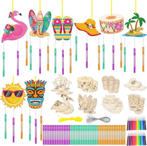 WinnerWhy 16 Pack Wind Chime Kit Fall Craft Make Your Own Leaf Pumpkin Pine Cones Wind Chime DIY Wooden Hanging Ornaments Painting Craft for Thanksgiving Family Activities Party Supplies in Kuwait