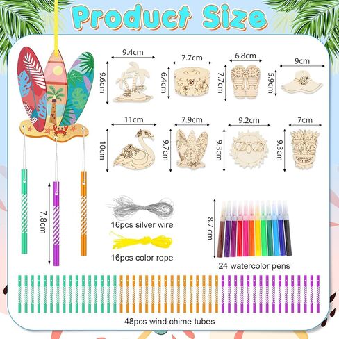 WinnerWhy 16 Pack Wind Chime Kit Fall Craft Make Your Own Leaf Pumpkin Pine Cones Wind Chime DIY Wooden Hanging Ornaments Painting Craft for Thanksgiving Family Activities Party Supplies in Kuwait