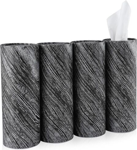 JUSTTOP Car Tissue Holder,Car Travel Kleenex Cup Holder with 4 Pack Facial Tissues,Convenient Tissue Bag,Car Accessories Interior for Women and Man 4 Canisters Black in Saudi Arabia