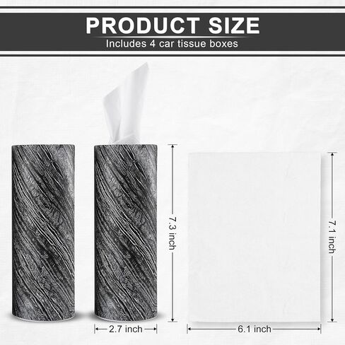JUSTTOP Car Tissue Holder,Car Travel Kleenex Cup Holder with 4 Pack Facial Tissues,Convenient Tissue Bag,Car Accessories Interior for Women and Man 4 Canisters Black in Saudi Arabia