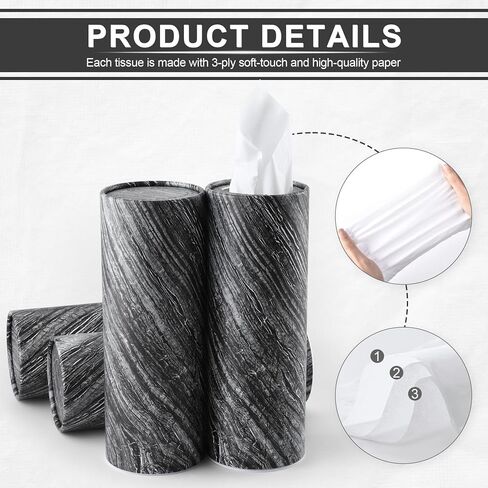 JUSTTOP Car Tissue Holder,Car Travel Kleenex Cup Holder with 4 Pack Facial Tissues,Convenient Tissue Bag,Car Accessories Interior for Women and Man 4 Canisters Black in Saudi Arabia