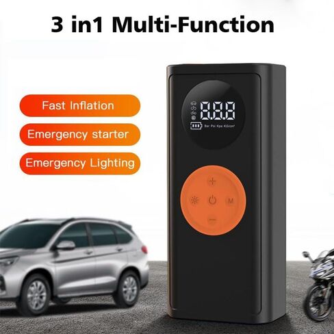 منفاخ الإطارات ضاغط هواء محمول - 150 رطل لكل بوصة مربعة مضخة هواء لاسلكية مع ضوء LED لقياس الضغط للسيارة والدراجة والدراجة النارية والكرة in Kuwait