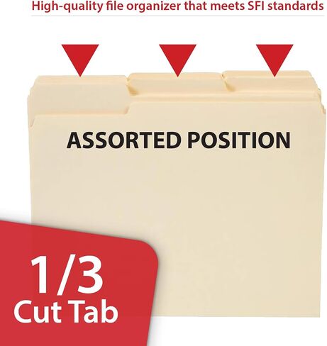 Staples 30% Recycled File Folders, 1/3-Cut Tab, Letter Size, Manila, 100/Box (ST56675) in Saudi Arabia