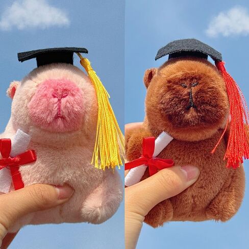 Men Women Super Cute Creative Funny Soft Plush Brown Capybara Keychain Key-ring Bag Backpack Pendant Animal Key Chain in Saudi Arabia