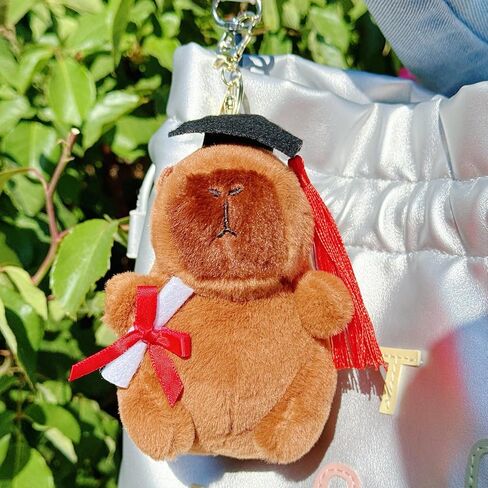 Men Women Super Cute Creative Funny Soft Plush Brown Capybara Keychain Key-ring Bag Backpack Pendant Animal Key Chain in Saudi Arabia