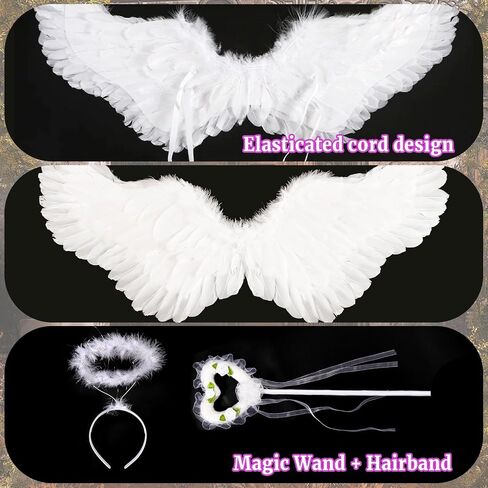 31.5 Inch Adult Angel Wings Halo and Fairy Wand for Adult Women Children Girls Halloween Christmas Party Decoration Costumes in Saudi Arabia