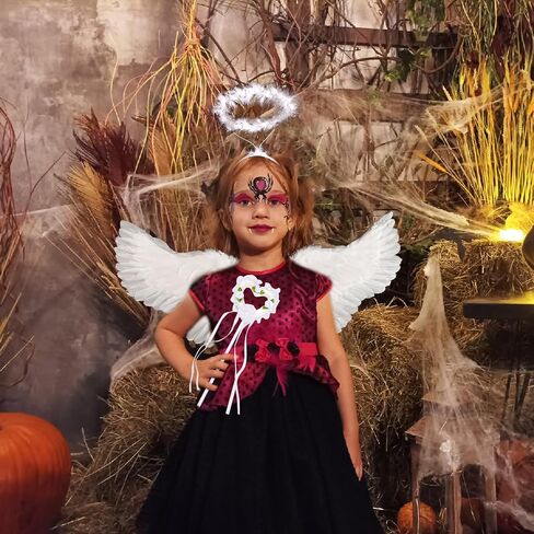 31.5 Inch Adult Angel Wings Halo and Fairy Wand for Adult Women Children Girls Halloween Christmas Party Decoration Costumes in Saudi Arabia