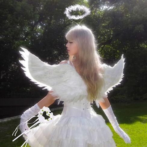 31.5 Inch Adult Angel Wings Halo and Fairy Wand for Adult Women Children Girls Halloween Christmas Party Decoration Costumes in Saudi Arabia