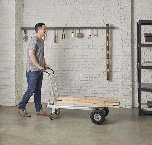 COSCO 3-in-1 Assist Series Aluminum Hand Truck/Cart with Flat Free Wheels, 800 lb/1000 lb Capacity, Silver in Saudi Arabia