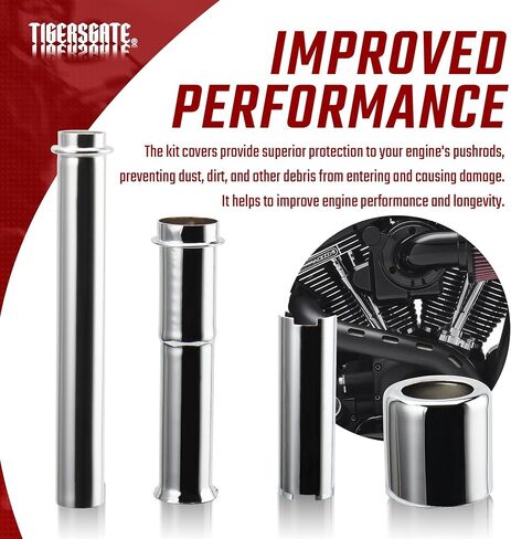 Adjustable Pushrods Covers Kit for 1999-2017 Harley Twin Cam Softail Dyna Touring Model (Excludes 2017 Touring)，Chrome in Saudi Arabia