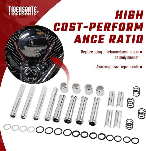 Adjustable Pushrods Covers Kit for 1999-2017 Harley Twin Cam Softail Dyna Touring Model (Excludes 2017 Touring)，Chrome in Saudi Arabia