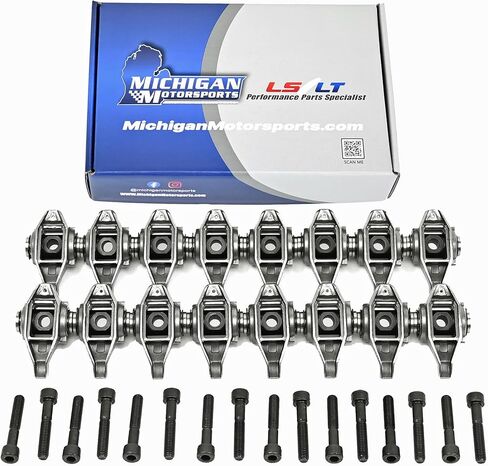 ميشيغان Motorsports LS1 Rocker Arms مع ترقية الترقية | تم تجميعها مسبقًا لمحركات GM LS | يناسب 4.8 5.3 5.7 6.0 LS2 LS6 LQ4 LQ9 LY5 LM7 L33 | تعزيز المتانة والأداء in Kuwait