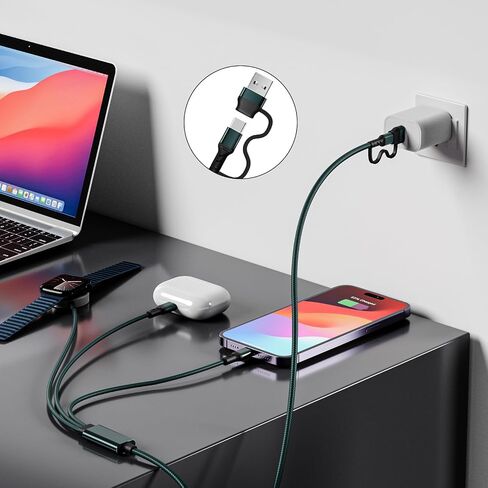 شاحن متعدد 2 في 1 لهاتف iPhone 14 و15، (USB C & Lightning) إلى سلك شحن سريع USB C مع كتلة شحن سريعة 20 وات PD من النوع C لهاتف iPhone 15/14/13/12 Pro Max/11/Xs Max/X، آيباد برو in Saudi Arabia