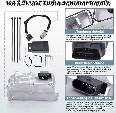 5494878RX 5601240NX 6.7L لـ Cummins Turbocharger Turbo Actuator متوافق مع Dodge 2013-2018 RAM 2500 3500 4500 5500 Diesel Holset HE300VG 68481772A W/Calibrate Kit Turbine Module المعايرة in Saudi Arabia