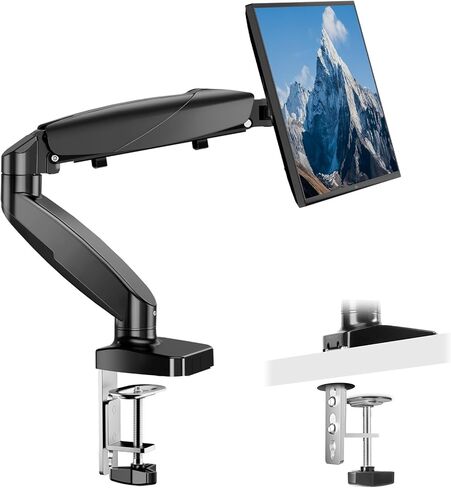 DUMOS Single Monitor Mount for Ultra Wide 15 to 27 Inch Screen, Fully Adjustable Gas Spring Monitor Arm Desk Stand with Clamp and Grommet Base, Fits 4.4 to 15.4 LBS Vesa 75 100 in Saudi Arabia