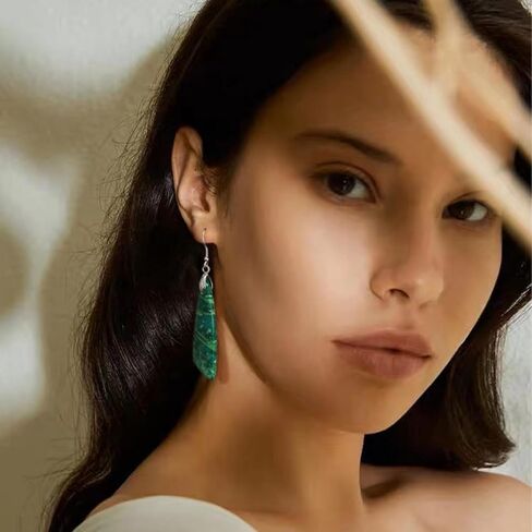 SELOVO Jasper Stone Earrings for Women Trendy Dangle Earrings Fishhook Drop Earrings in Kuwait