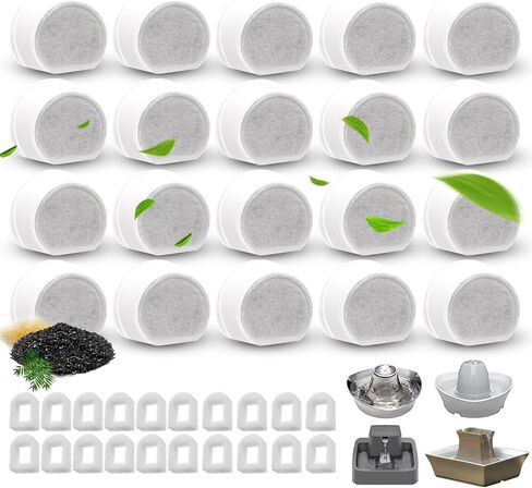 24 Pcs Replacement Carbon Charcoal Filters Dog and Cat Water Fountain Filters Compatible with Multiple Pet Fountains. in Saudi Arabia