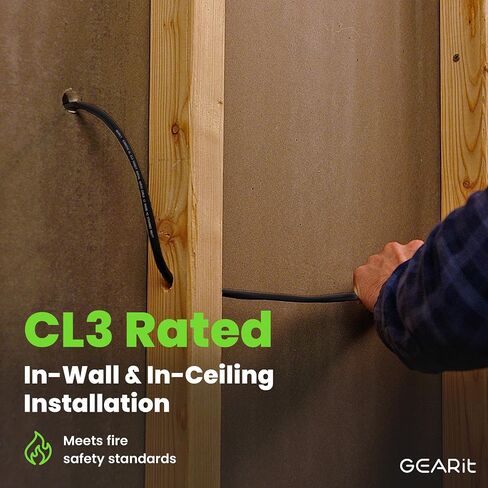 سلك مكبر صوت GearIT 14/2 (20 قدم) مقياس 14AWG - دفن خارجي مباشر في الأرض/في الجدار / تصنيف CL3 CL2 / 2 موصلات - نحاس خالٍ من الأكسجين OFC، أسود 20 قدم in Saudi Arabia